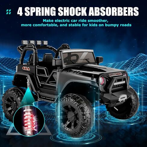 Hikole 24V Power Wheels with Remote Control Ride On Car Toys for Big Kids 2 Seater, 24 Volt Ride on Toy Car for Girls Boys, 9AH Battery, 3 Speeds, Bluetooth, LED Lights, Suspension, Black in Saudi Arabia