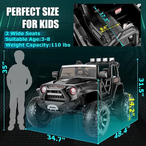 Hikole 24V Power Wheels with Remote Control Ride On Car Toys for Big Kids 2 Seater, 24 Volt Ride on Toy Car for Girls Boys, 9AH Battery, 3 Speeds, Bluetooth, LED Lights, Suspension, Black in Saudi Arabia