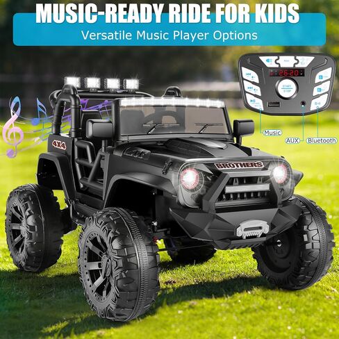 Hikole 24V Power Wheels with Remote Control Ride On Car Toys for Big Kids 2 Seater, 24 Volt Ride on Toy Car for Girls Boys, 9AH Battery, 3 Speeds, Bluetooth, LED Lights, Suspension, Black in Saudi Arabia