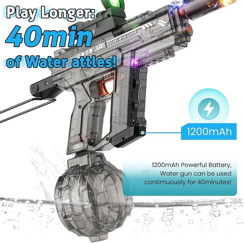 Electric Water Gun for Kids Adults, Automatic Water Gun, Powerful Water Guns with 26-32 FT Long Range, Watergun Toy Gift for Summer, Black, 1pc in Saudi Arabia
