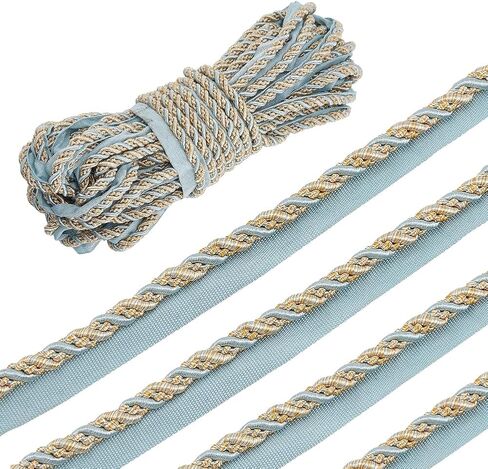 PH PandaHall 13.6 Yards Twist Lip Cord Trim Sewing Cord 17mm Wide Twist Trim Ribbon Brown Upholstery Ribbon with Cord Rope for Pillow Curtain Sofa Home Decor DIY Handmade Crafts in Kuwait