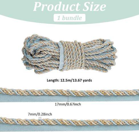 PH PandaHall 13.6 Yards Twist Lip Cord Trim Sewing Cord 17mm Wide Twist Trim Ribbon Brown Upholstery Ribbon with Cord Rope for Pillow Curtain Sofa Home Decor DIY Handmade Crafts in Kuwait