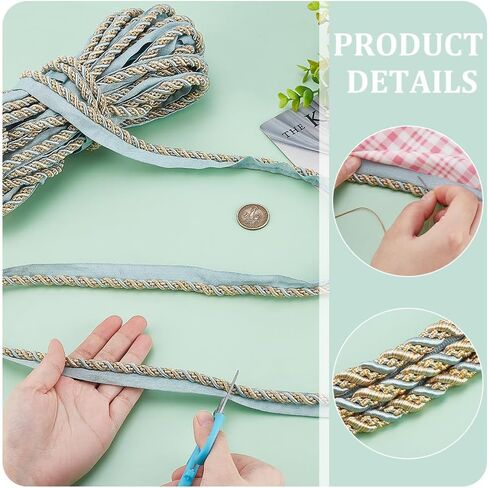 PH PandaHall 13.6 Yards Twist Lip Cord Trim Sewing Cord 17mm Wide Twist Trim Ribbon Brown Upholstery Ribbon with Cord Rope for Pillow Curtain Sofa Home Decor DIY Handmade Crafts in Kuwait