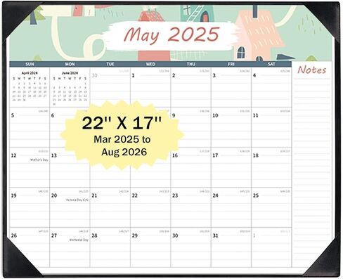 التقويم المكتبي الكبير 22x17 '' - التقويم 2025 ، 18 شهرًا التقويم المكتبي 2025-2026 ، من مارس 2025 إلى أغسطس 2026 مع القيام والملاحظات ، تاريخ العطلة للتخطيط والتنظيم (الأسود) in Kuwait