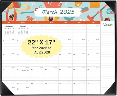 التقويم المكتبي الكبير 22x17 '' - التقويم 2025 ، 18 شهرًا التقويم المكتبي 2025-2026 ، من مارس 2025 إلى أغسطس 2026 مع القيام والملاحظات ، تاريخ العطلة للتخطيط والتنظيم (الأسود) in Kuwait