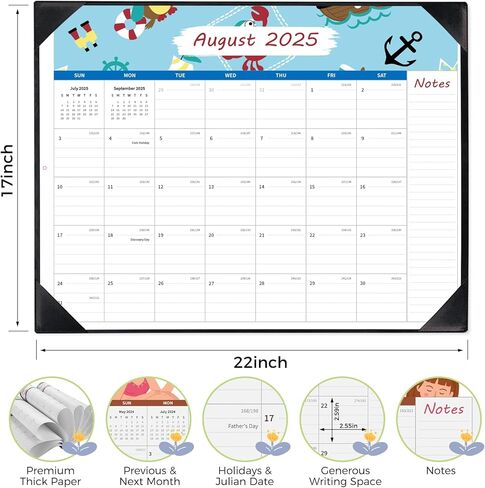 التقويم المكتبي الكبير 22x17 '' - التقويم 2025 ، 18 شهرًا التقويم المكتبي 2025-2026 ، من مارس 2025 إلى أغسطس 2026 مع القيام والملاحظات ، تاريخ العطلة للتخطيط والتنظيم (الأسود) in Kuwait