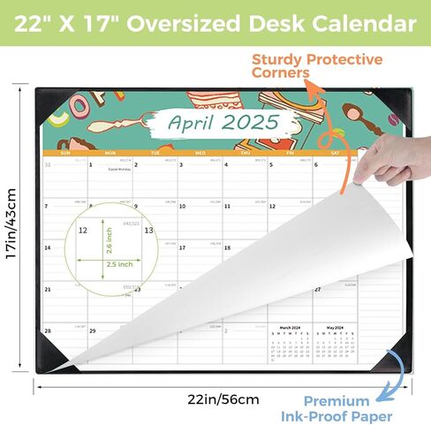 التقويم المكتبي الكبير 22x17 '' - التقويم 2025 ، 18 شهرًا التقويم المكتبي 2025-2026 ، من مارس 2025 إلى أغسطس 2026 مع القيام والملاحظات ، تاريخ العطلة للتخطيط والتنظيم (الأسود) in Kuwait
