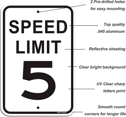 Slow Down Speed Limit 5MPH Sign, 12" x 18" Rust Free Heavy Duty Aluminum Safety Caution Signs in Saudi Arabia