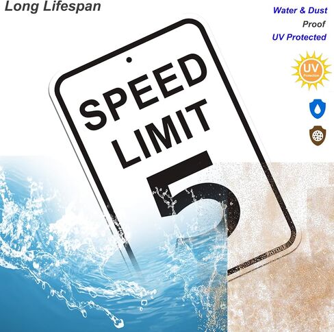 Slow Down Speed Limit 5MPH Sign, 12" x 18" Rust Free Heavy Duty Aluminum Safety Caution Signs in Saudi Arabia