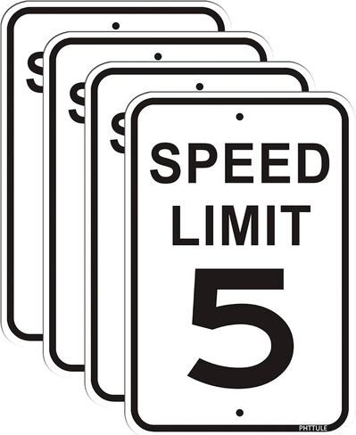 Slow Down Speed Limit 5MPH Sign, 12" x 18" Rust Free Heavy Duty Aluminum Safety Caution Signs in Saudi Arabia