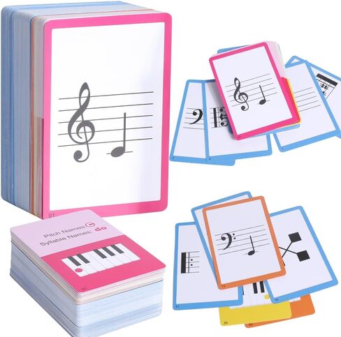 104 Piano Music Flash Cards - Basic Music Symbols,Staff Notation, Pitch/Syllable Names, Keyboard Position, Flat/Sharp,Education Cards for Beginners and Professionals in Saudi Arabia