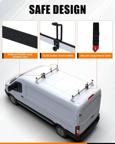 MELIPRON Ladder Rack Fit for Ford Transit 150 250 350 Cargo Van Roof Rack 2 Crossbars 54" (2015-2023) in Kuwait