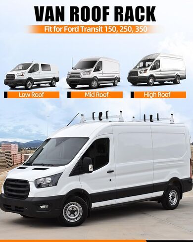 MELIPRON Ladder Rack Fit for Ford Transit 150 250 350 Cargo Van Roof Rack 2 Crossbars 54" (2015-2023) in Kuwait