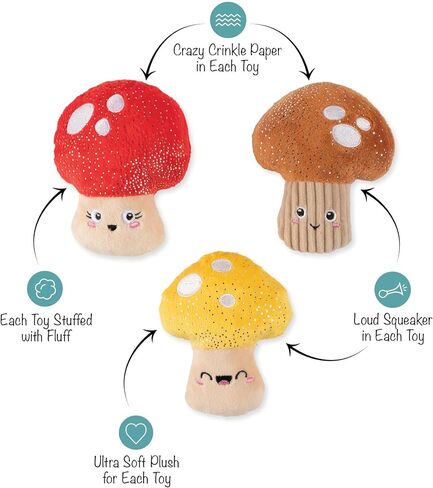 Fringe Studio Plush Dog Toy, 3 Pieces Set, SHROOMING, Pet Shop Collection (662176) in Kuwait