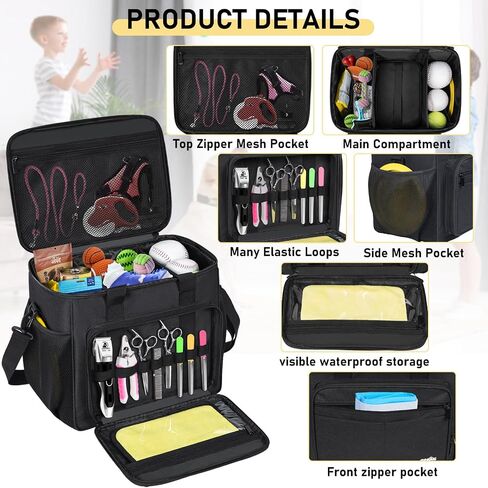 Pet Grooming Bag, GMAK Pet Grooming Tote Bags Supplies Organizer Case Dogs Cats Tools Organizer Tote for Pets Grooming Tools Kit, Clippers, Brush, Scissors or Other Pets Care Supplies, Black(Bag Only) in Saudi Arabia
