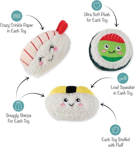 Fringe Studio Plush Dog Toy, 3 Pieces Set, SHROOMING, Pet Shop Collection (662176) in Kuwait