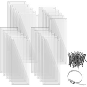 20 Pcs Pet Cage Liner 15.7'' x 6'', Cage Urine Guard Side Lining Clear Sheet with 100 Pcs Stainless Steel Zip Ties, Anti-Urine Side Lining Sheet for Rabbit Guinea Pig Hamster Ferret Chinchilla