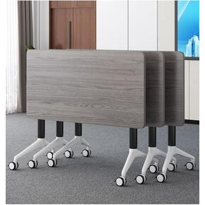 Conference Table Foldable Meeting Tables, Mobile Training Table with Wheels, Flip Top Rolling Seminar Meeting Table for Office,Meeting Room,classr (Black Walnut, 47×24×30in)