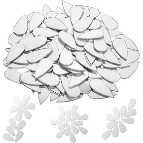 100 PCS Small Mirrors for Crafts, 1 Inch Teardrop Shape Mirror Tiles Silver Mini Mosaic Mirror Pieces Self Adhesive Teardrop Mirror Stickers for DIY Crafts Home Wall Art Disco Balls Crafts Supplies