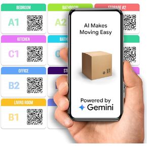 TidyHome AI Moving Labels - QR Code Sticker Moving Kit, for 1-2 Bedroom House or Apartment, Effortless Organization with AI, 96 Color Coded Packing Labels for Moving Boxes