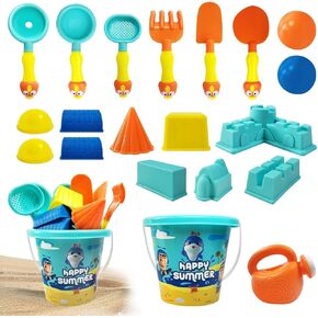 Beach Sand Toys for Toddlers,18Pcs Sand Toys Set for Kids,Modern Baby Beach Toys,Sifting Funnel,Bucket,Sand Molds,Sandbox Toys for Toddlers Kids