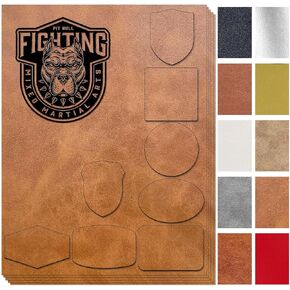 Leather/Leatherette Patches/Sheets for Laser Engraving Iron-on with Heat Press Adhesive Backing,Blank Laserable Faux Pu Leather Material/Accessories Supplies(5 Pcs/Package)