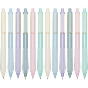 Gel Pens Medium Point 0.7mm Black Ink Gel Pen Retractable Cute Pens for Smooth Writing School Office Supplies, Pack of 12 in Saudi Arabia
