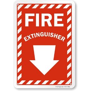 SmartSign Fire Extinguisher Label with Down Arrow | 4" x 6" 3M Engineer Grade Reflective, Pack of 3, Made in USA