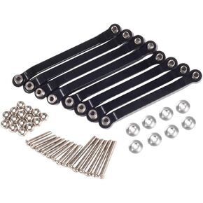 RC Chassis Rod,8 Pcs Metal Chassis Pull Rods Suspension Link Mount for RC Car 1/16 WPL C14 C24 1/12 MN D90 D91 MN40 MN45 MN96 MN99 MN99s Upgrade Par (Black)