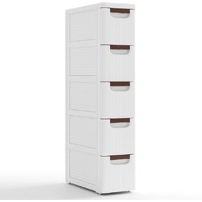MAT EXPERT Narrow Storage Drawers, Slim Rolling Drawer Cart with Universal Wheels, Convenient Handles, Storage Organizer Utility Cart for Bedroom, Living Room, Bathroom, Kitchen (3 Drawer)