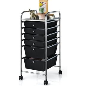 6 Drawer Rolling Storage Cart, Art Cart Organizer for Kids, Utility Cart with Drawers on Wheels, Multi-functional Craft Cart for Home Office School Classroom (Macaron Color, 6 Drawers)