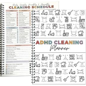 Household Cleaning Planner, Daily, Weekly and Monthly House Cleaning Schedule and Checklist, Kitchen Bathroom Bedroom Specific Cleaning Schedules, Editable Planning Notebook for Household Chores