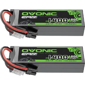 OVONIC 2S 120C 1400mAh lipo Battery with IEC Plug [2Pcs in 1 Package]