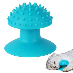 Cat Self Groomer for Indoor Cats | Self Grooming Cat Brush with Suction Cup | Kitty Corner Groomer with Holes for Catnip | Thermoplastic Rubber Corner Brush for Cats Kittens Hamsters (Without Catnip)