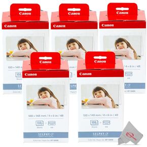 Canon KP-108IN Color XZLzaQ Ink and 4 x 6 Paper Set, 108 Count (Pack of 5)