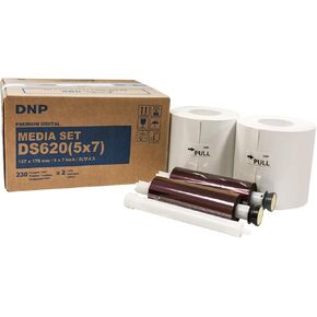 DNP 2X 5x7 Dye Sub Media for DS620A Printer, 230 Prints Per Roll, 2 Piece