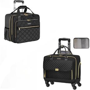 Ytonet Rolling Laptop Bag, Rolling Briefcase for Women with 4 Spinner Wheels, 17.3 Inch Rolling Computer Bag with Lock and Packing Cube, Laptop Bag with Wheels for Travel Work Business Teacher,Black