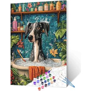 Aihonmin Green Bathtub Paint by Number for Adults Beginner,Plant DIY Acrylic Watercolor Painting by Numbers for Kids Beginners 16x20 inch Painting Craft On Canvas Home Decor(without frame) in Kuwait