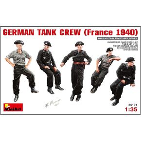 MIN35191 Modellbausatz German Tank Crew (France 1940) Model Kit, Various