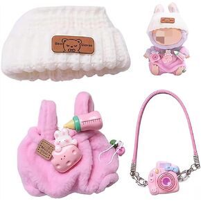 Purple Clothes for Labubu Clothes, Outfits for Labubu Ropa, Accessories Include Outfit Camera Backpack Small Bottle Pendant, Pefect Accessories for Dolls