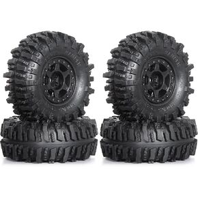 REDSPIDER 1.0 Beadlock Wheels and Tires Set（4pcs） 1.0 Crawler Tires 55 * 23mm Plastics 1.0 Wheel Lightweight Design 1/18 1/24 RC Crawler Tires for SCX24 TRX4M FMS FCX24 FCX18 AX24 (at Tires)