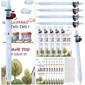 50 Set Baby Shower Favors for Guests 50 Baby Shower Pens Retractable Ballpoint Pens 50 Thank You Cards with Twist Ties for Gender Reveal Party Souvenirs Prizes(A Little Cutie)