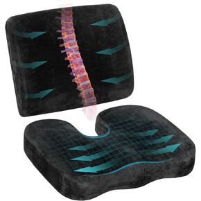 naspaluro Chair Cushions & Lumbar Support Cushion for Office Chair, Memory Foam Non-Slip Back Seat Pad for Gamming Desk Chair, Recliner, Car Seat, Coccyx Sciatica Pain Relief Cushion