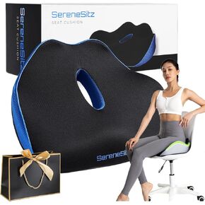 Serene Sitz Orthopedic Seat Cushion, Serensitz Orthopedic Seat Cushion, Memory Foam Cushion for Office Chair Cushions, Car Seat, Airplane, Sciatica & Back Pain Relief (Blue)