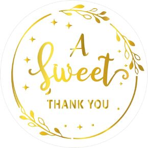 120 Pcs A Sweet Thank You Stickers, 2 Inch Thank You Stickers for Party Favors, Self-Adhesive Gold Foil Labels for Wedding, Envelope Seals, Special Event Packaging