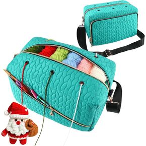 Crochet Bag Organizer, Large Yarn Bag,Yarn Knitting Tool Storage Organizer,Yarn Holder for Crochet Needles Accessories,Knitting Tools Gifts(Large,Purple)