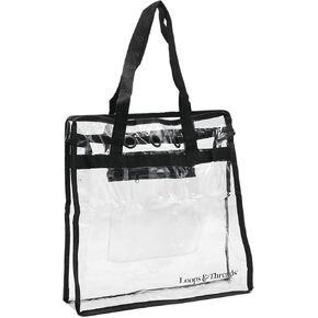 Transparent Yarn Project Tote Bag by Loops & Threads - Clear Storage Bag to Carry Yarn, Needles, Hooks, and Projects - 1 Pack