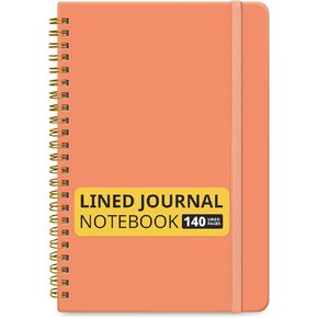 Taja Lined Spiral Journal Notebook for Women, A5 College Ruled Hardcover Notebooks for Work, Journals for Writing, Note taking, 140 Pages - Coral