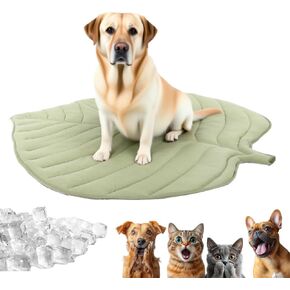 AIIONP 2025 New Dog Cooling Mats, Cat Cooling Mat Pet Leaf Shaped Cotton Cat Bed Pad, Lightweight Washable Large Pet Coolings Mat for Dogs and Cats Indoor Outdoor (Green, 39" L x 34" W)