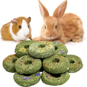 Fhiny 6 PCS Rabbit Chew Toys, Natural Pumpkin Carrot Timothy Grass Guinea Pig Chew Toys for Teeth Bunny Molar Snacks Dental Care Hamster Treats for Bunny Guinea Pig Chinchilla Hamster Gerbil